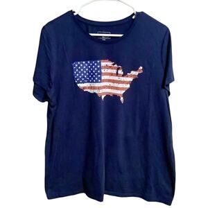 𝅺SONOMA Red White Blue Crew Neck American Flag U.S.A Shirt Plus Size 2XL